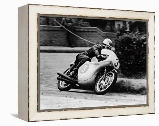 Bob Mcintyre on a Honda, Racing in the Isle of Man Junior Tt, 1961-null-Framed Premier Image Canvas
