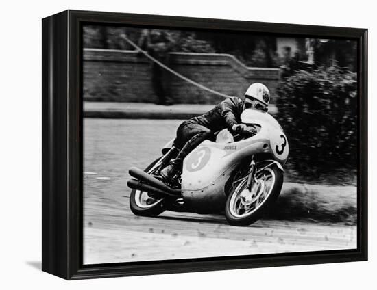 Bob Mcintyre on a Honda, Racing in the Isle of Man Junior Tt, 1961-null-Framed Premier Image Canvas