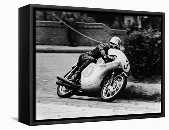 Bob Mcintyre on a Honda, Racing in the Isle of Man Junior Tt, 1961-null-Framed Premier Image Canvas