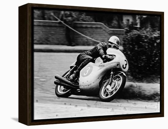 Bob Mcintyre on a Honda, Racing in the Isle of Man Junior Tt, 1961-null-Framed Premier Image Canvas