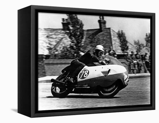 Bob Mcintyre on Gilera 500-4, 1957 Isle of Man Tourist Trophy race-null-Framed Premier Image Canvas