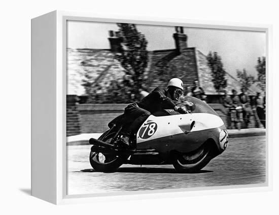 Bob Mcintyre on Gilera 500-4, 1957 Isle of Man Tourist Trophy race-null-Framed Premier Image Canvas