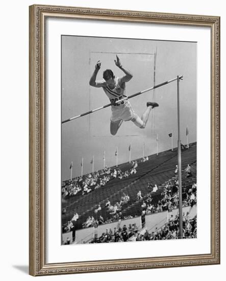 Bob Richards Competing in the High Jump at 1952 Olympics-Ralph Crane-Framed Premium Photographic Print