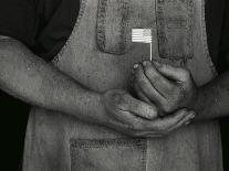 Man Holding Small American Flag-Bob Rowan-Premier Image Canvas