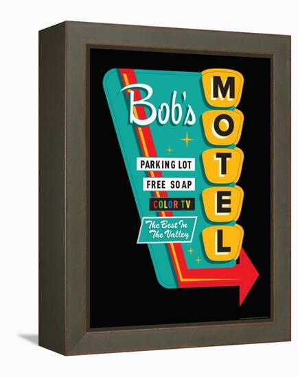 Bob's Motel in Black-JJ Brando-Framed Stretched Canvas