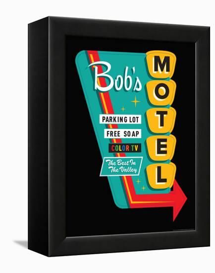 Bob's Motel in Black-JJ Brando-Framed Stretched Canvas