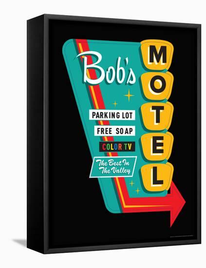 Bob's Motel in Black-JJ Brando-Framed Stretched Canvas