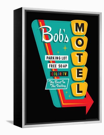 Bob's Motel in Black-JJ Brando-Framed Stretched Canvas