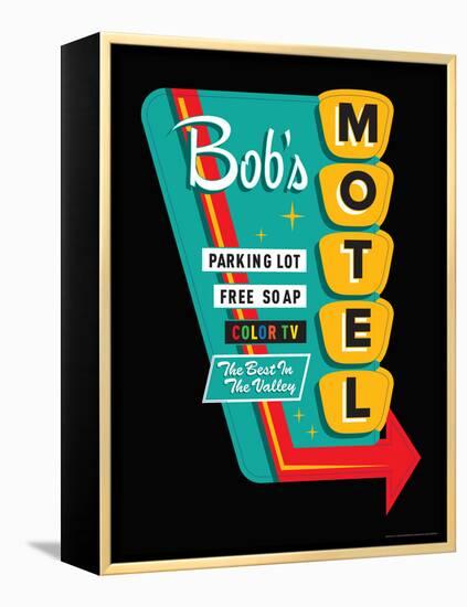 Bob's Motel in Black-JJ Brando-Framed Stretched Canvas