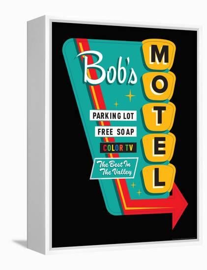 Bob's Motel in Black-JJ Brando-Framed Stretched Canvas