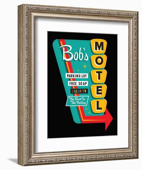 Bob's Motel in Black-JJ Brando-Framed Art Print