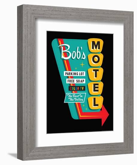 Bob's Motel in Black-JJ Brando-Framed Art Print
