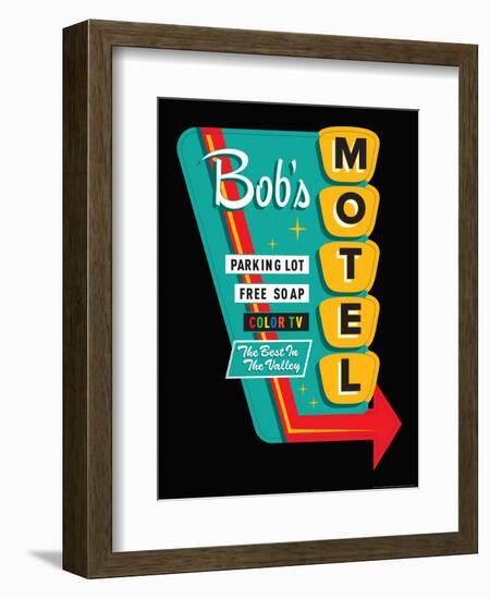 Bob's Motel in Black-JJ Brando-Framed Art Print