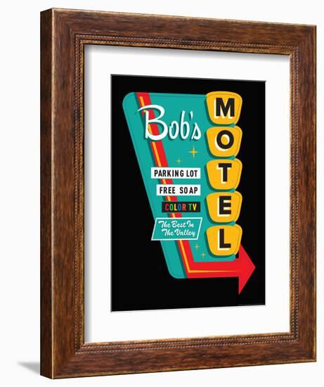 Bob's Motel in Black-JJ Brando-Framed Art Print