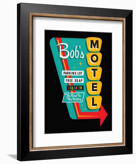 Bob's Motel in Black-JJ Brando-Framed Art Print