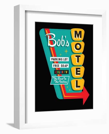 Bob's Motel in Black-JJ Brando-Framed Art Print