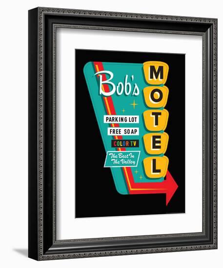 Bob's Motel in Black-JJ Brando-Framed Art Print