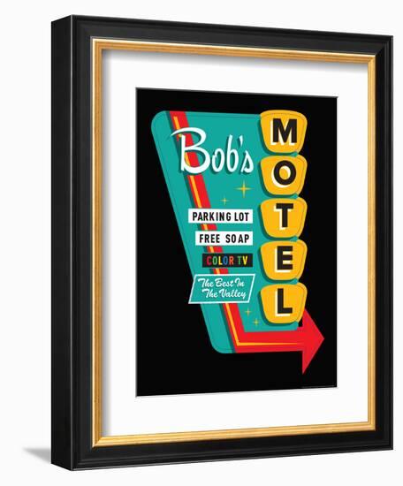 Bob's Motel in Black-JJ Brando-Framed Art Print