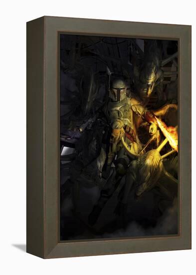 Boba Fett Fighting Off Aliens-Stocktrek Images-Framed Stretched Canvas