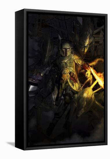 Boba Fett Fighting Off Aliens-Stocktrek Images-Framed Stretched Canvas