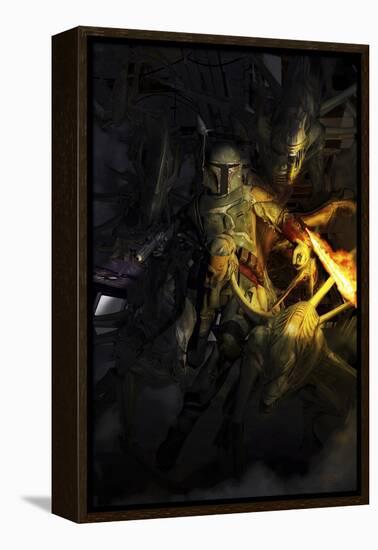 Boba Fett Fighting Off Aliens-Stocktrek Images-Framed Stretched Canvas