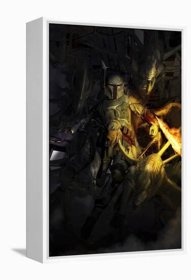 Boba Fett Fighting Off Aliens-Stocktrek Images-Framed Stretched Canvas