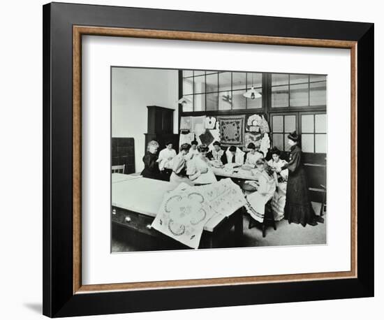 Bobbin Lace and Embroidery Class, Northern Polytechnic, London, 1907-null-Framed Photographic Print