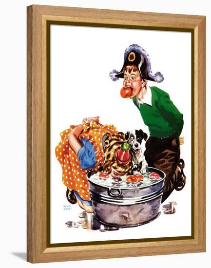 Bobbing for Apples - Child Life-Keith Ward-Framed Premier Image Canvas