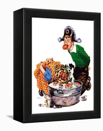 Bobbing for Apples - Child Life-Keith Ward-Framed Premier Image Canvas