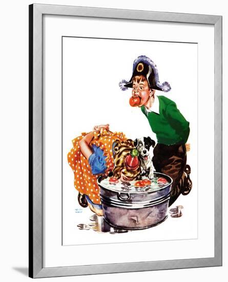 Bobbing for Apples - Child Life-Keith Ward-Framed Giclee Print