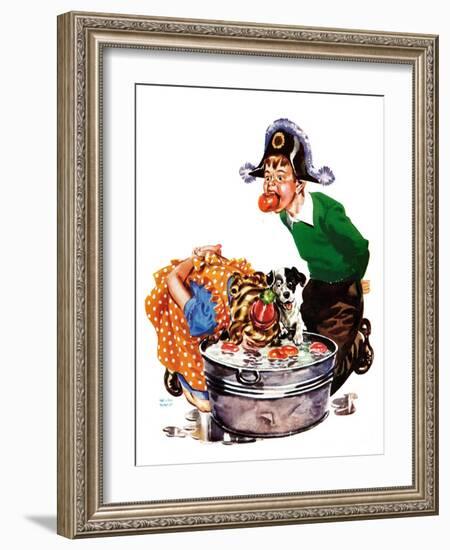 Bobbing for Apples - Child Life-Keith Ward-Framed Giclee Print