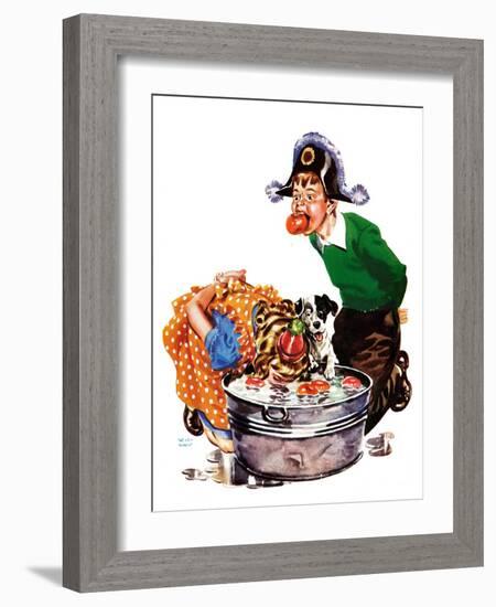 Bobbing for Apples - Child Life-Keith Ward-Framed Giclee Print