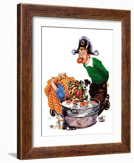 Bobbing for Apples - Child Life-Keith Ward-Framed Giclee Print