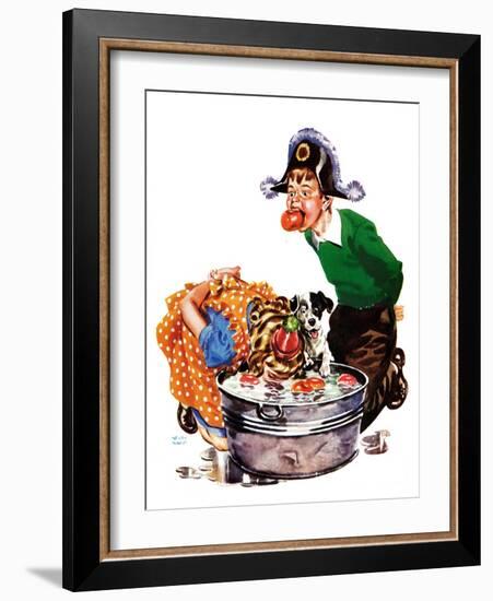 Bobbing for Apples - Child Life-Keith Ward-Framed Giclee Print