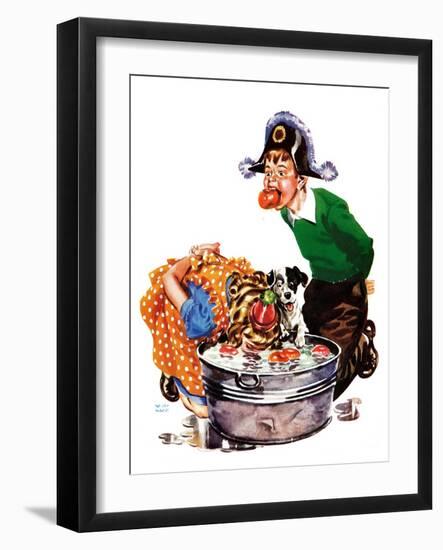 Bobbing for Apples - Child Life-Keith Ward-Framed Giclee Print