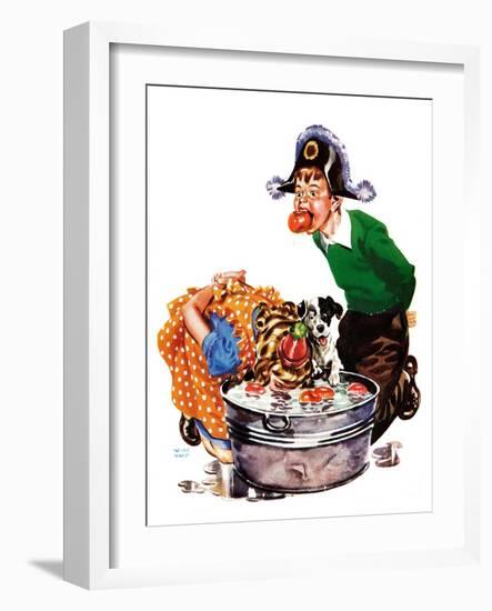 Bobbing for Apples - Child Life-Keith Ward-Framed Giclee Print