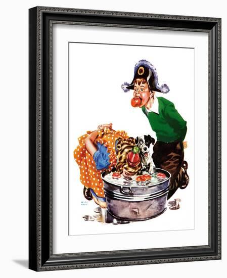 Bobbing for Apples - Child Life-Keith Ward-Framed Giclee Print