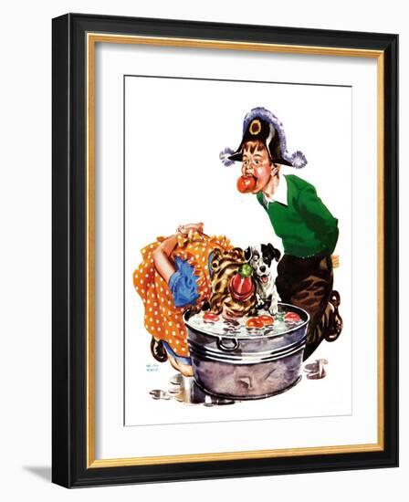 Bobbing for Apples - Child Life-Keith Ward-Framed Giclee Print