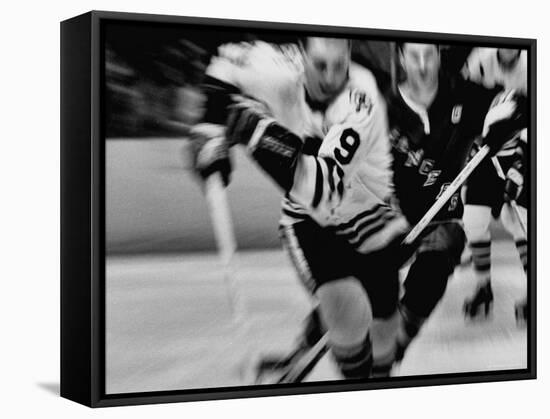 Bobby Hull No.9 in Action During Game Between Chicago Black Hawks and NY Rangers-Art Rickerby-Framed Premier Image Canvas