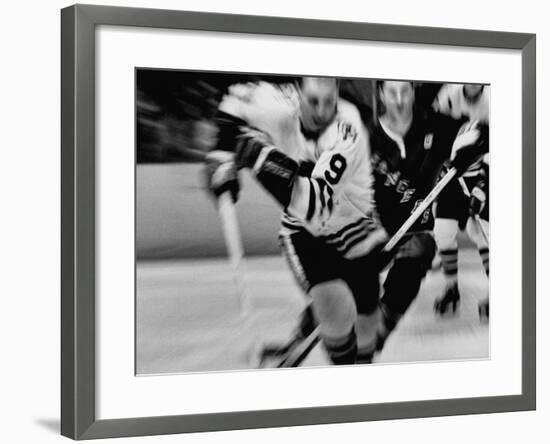 Bobby Hull No.9 in Action During Game Between Chicago Black Hawks and NY Rangers-Art Rickerby-Framed Premium Photographic Print