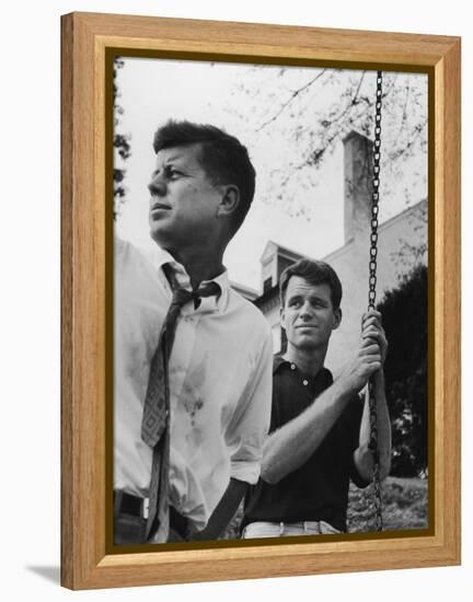 Bobby Kennedy, Chief Counsel of Sen. Comm. on Labor and Management, with Bro, Ma Sen. John Kennedy-Paul Schutzer-Framed Premier Image Canvas