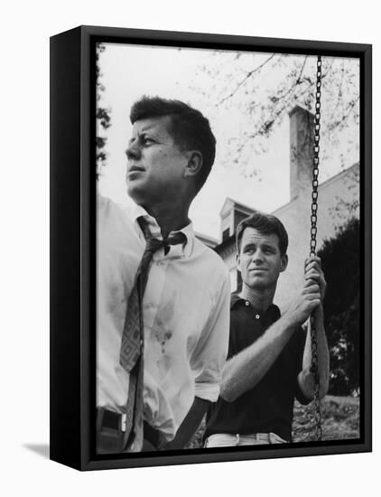 Bobby Kennedy, Chief Counsel of Sen. Comm. on Labor and Management, with Bro, Ma Sen. John Kennedy-Paul Schutzer-Framed Premier Image Canvas