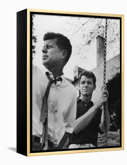 Bobby Kennedy, Chief Counsel of Sen. Comm. on Labor and Management, with Bro, Ma Sen. John Kennedy-Paul Schutzer-Framed Premier Image Canvas