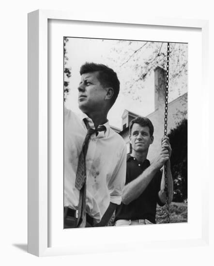 Bobby Kennedy, Chief Counsel of Sen. Comm. on Labor and Management, with Bro, Ma Sen. John Kennedy-Paul Schutzer-Framed Photographic Print