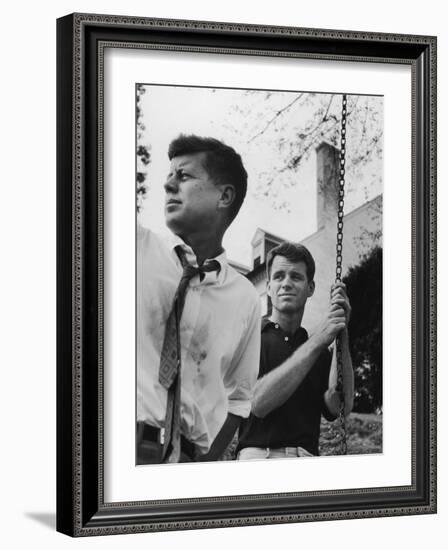 Bobby Kennedy, Chief Counsel of Sen. Comm. on Labor and Management, with Bro, Ma Sen. John Kennedy-Paul Schutzer-Framed Photographic Print