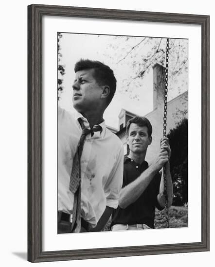 Bobby Kennedy, Chief Counsel of Sen. Comm. on Labor and Management, with Bro, Ma Sen. John Kennedy-Paul Schutzer-Framed Photographic Print