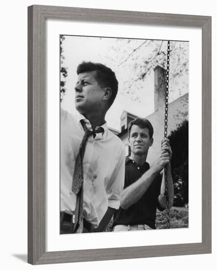 Bobby Kennedy, Chief Counsel of Sen. Comm. on Labor and Management, with Bro, Ma Sen. John Kennedy-Paul Schutzer-Framed Photographic Print