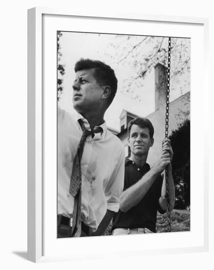 Bobby Kennedy, Chief Counsel of Sen. Comm. on Labor and Management, with Bro, Ma Sen. John Kennedy-Paul Schutzer-Framed Photographic Print