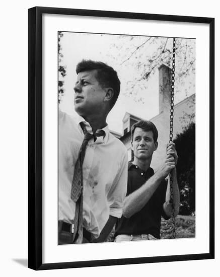 Bobby Kennedy, Chief Counsel of Sen. Comm. on Labor and Management, with Bro, Ma Sen. John Kennedy-Paul Schutzer-Framed Photographic Print