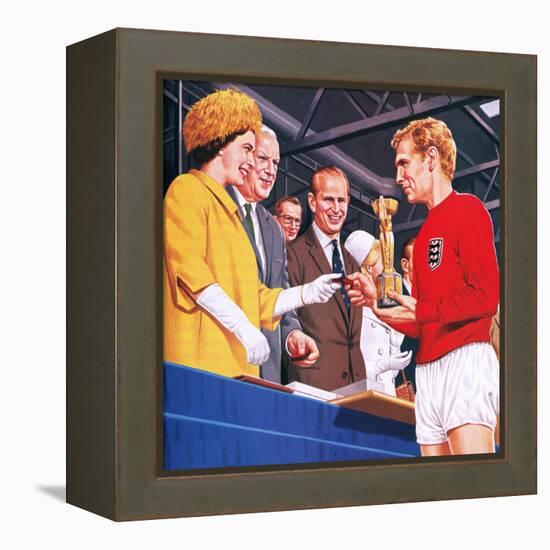 Bobby Moore Collecting the Football World Cup Trophy in 1966-John Keay-Framed Premier Image Canvas